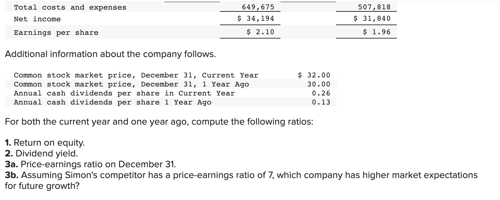 following ratios: Exercise 17-11 (Algo) Analyzing profitability LO P3 The company's income