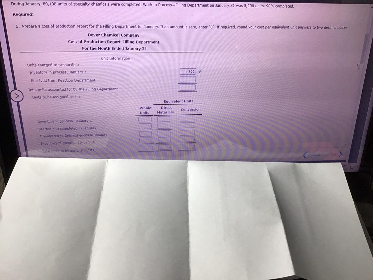 Please explain how you get the answer. During January, 60,100 units of