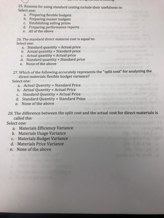  25. Reasons for using standard costing include their usefulness in: Select
