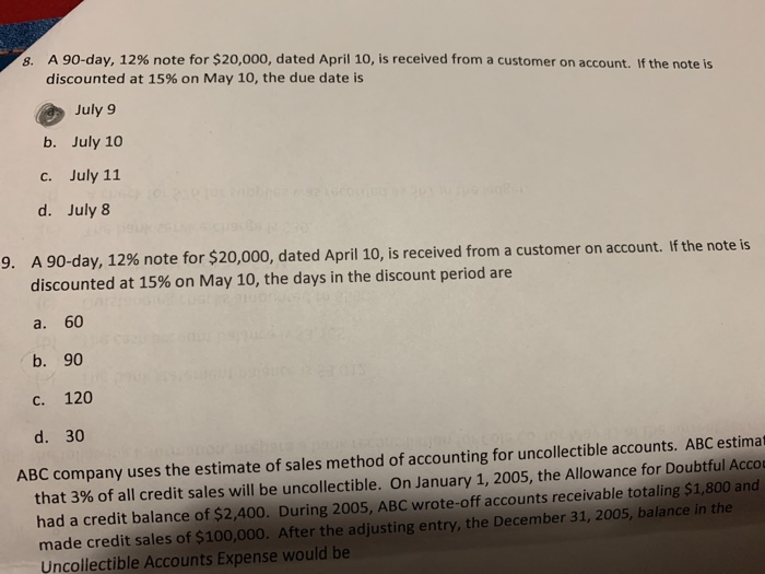  A 90 day A 90-day, 12% note for $20,000, dated April