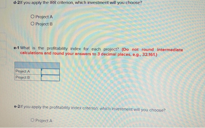 projects? (Do not round intermediate calculations. Enter your answer as a percent