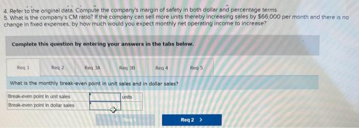 at the target sales level. 4. Refer to the original data. Compute