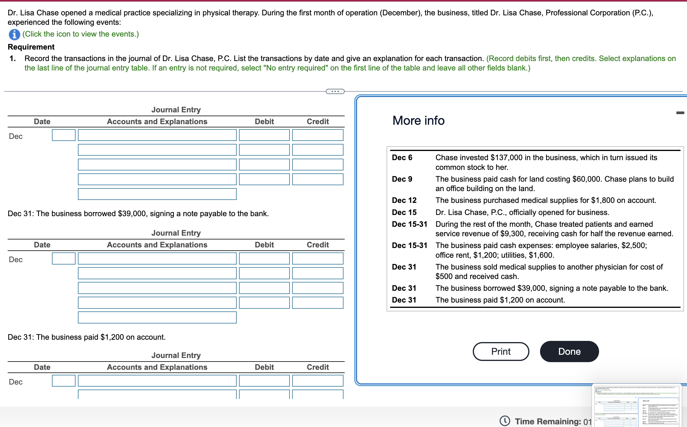 view the events.) Requirement 1. Record the transactions in the journal of