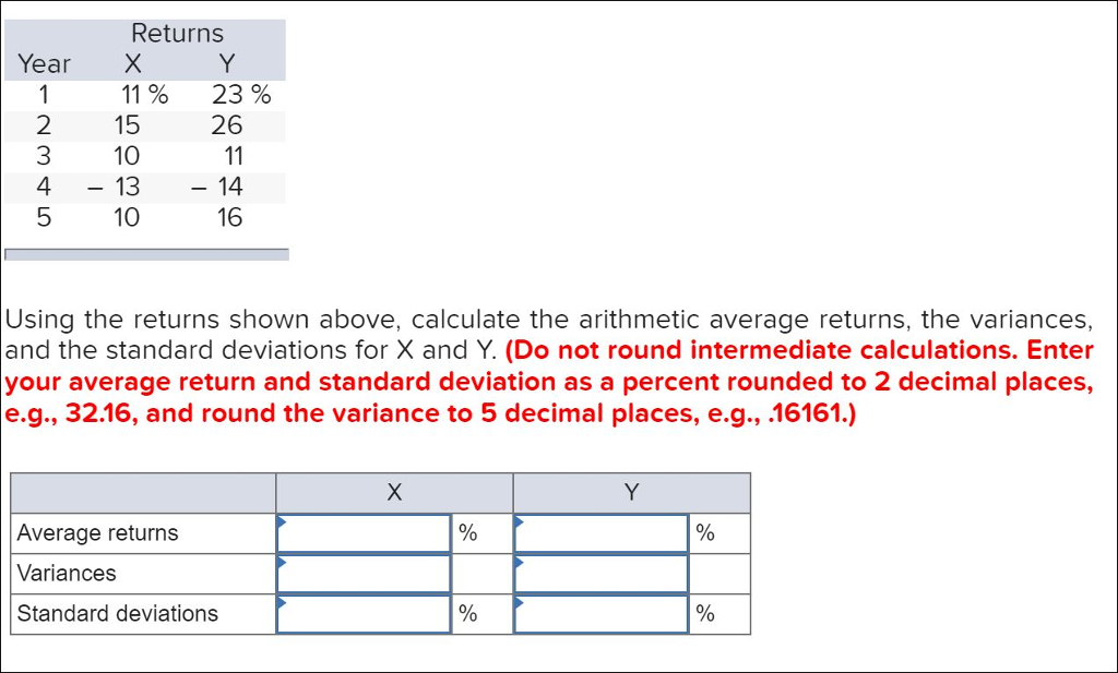  Returns Year X 11 % 23 % 26 2 15 10