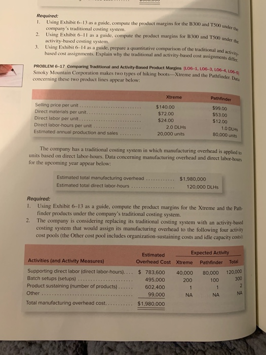  ) and T500 under the Required: 1. Using Exhibit 6-13 as