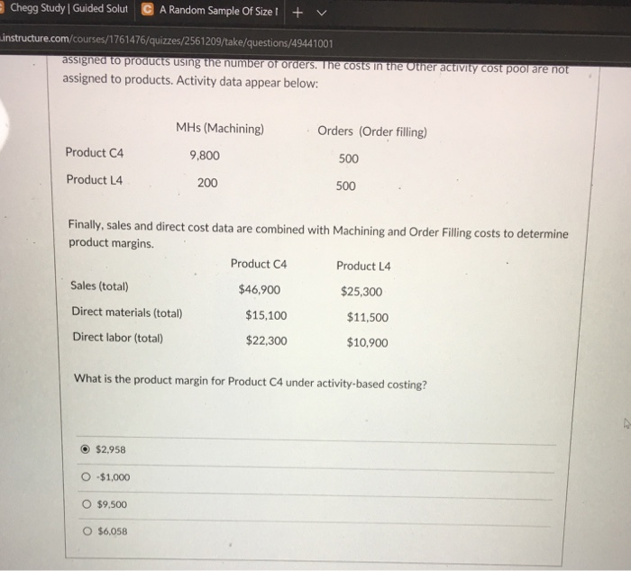 manufactures and sells only two products-C4 and L4. Overhead costs have already