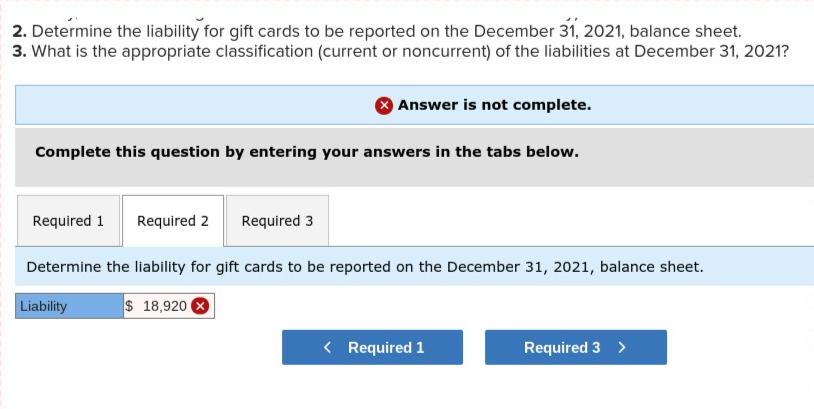  2. Determine the liability for gift cards to be reported on