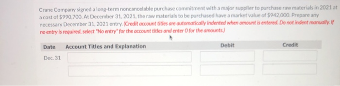  Crane Company signed a long-term noncancelable purchase commitment with a major