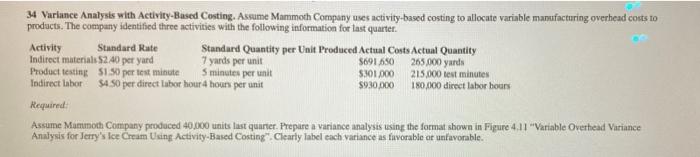  (this is the format in 4.11) 34 Variance Analysis with Activity-Based