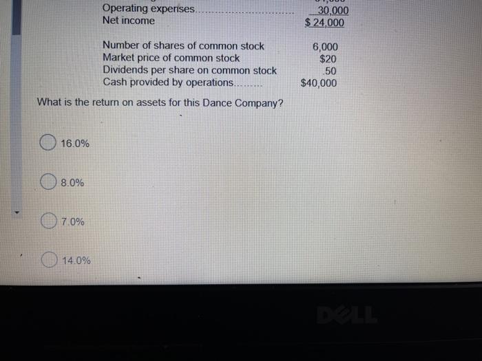 Dance Company) to answer the next two questions. Assume that all balance