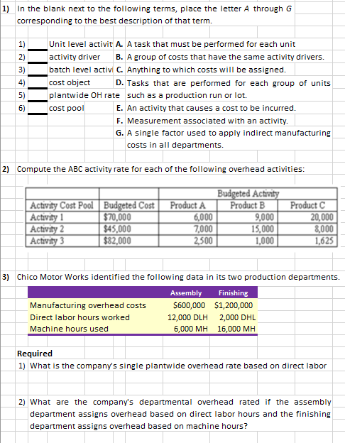 dont understand problem. need help 1) In the blank next to the