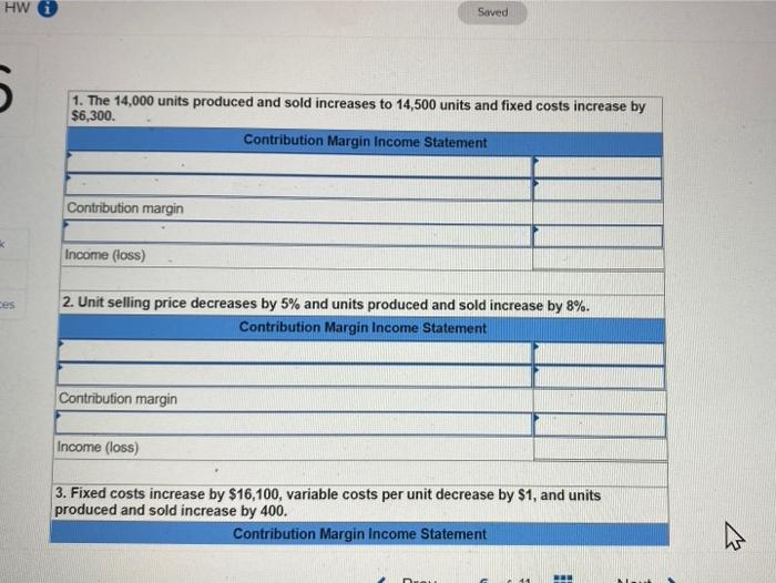 A manufacturer's contribution margin income statement for the year follows. Prepare contribution
