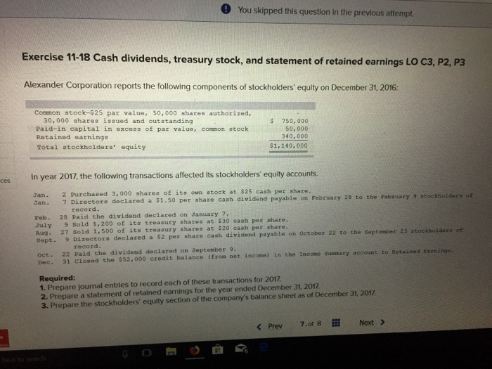  0 You skipped this question in the previous attempt Exercise 11-18