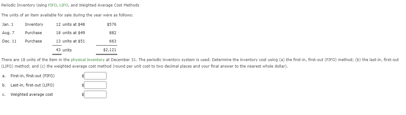 Quantity 51 Cost per Unit Market Value per Unit (Net Realizable Value)