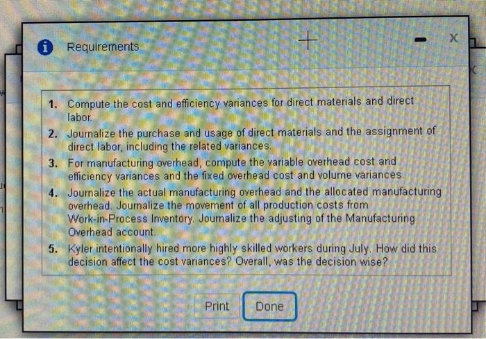  i X Requirements + 1. Compute the cost and efficiency variances
