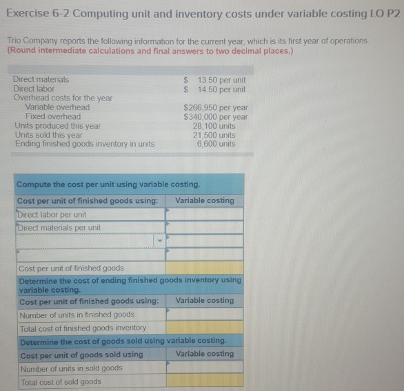 I need help with my assignment please Exercise 6-2 Computing unit and