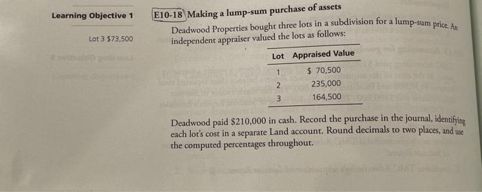 please answer this question in detail please! Learning Objective 1 Lot 3