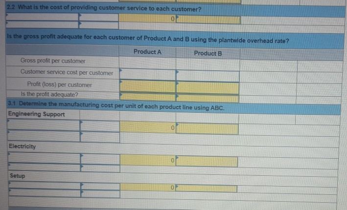 are for the two products produced by Tadros Company Direct materials Direct