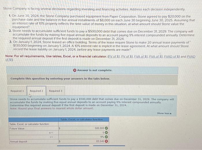  answer to 2 and 3 only Stone Company is facing several