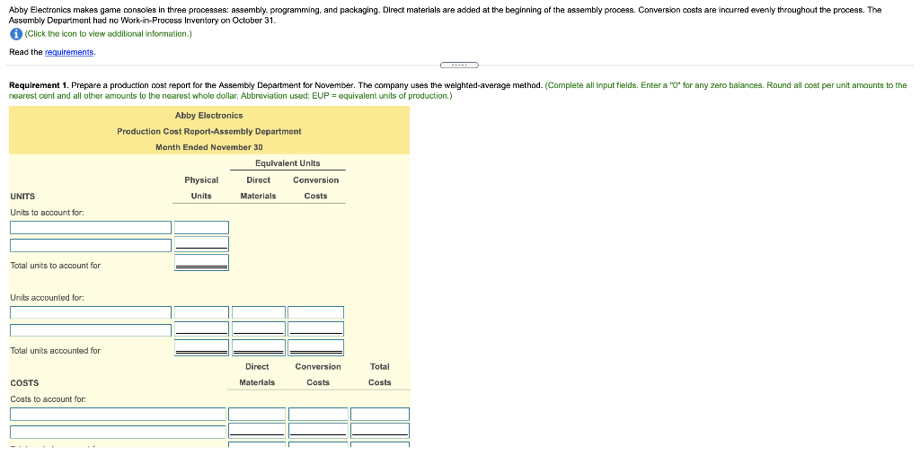  Abby Electronics makes game consoles in three processes: assembly, programming, and