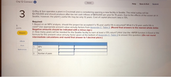  Chp 12 Connect 6 Help Save & Exit Submit Griffey &