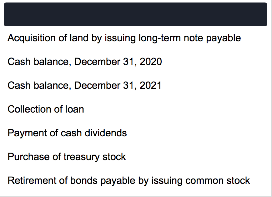 numbers to be subtracted and for a net decrease in cash.) Fortune