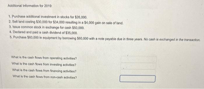 Cash Aocounts receivable Inventory Prepaid rent $340,00083,000121,0007,000$187,00095,000138,0005,000 Long-Term Assets: Investment in stock