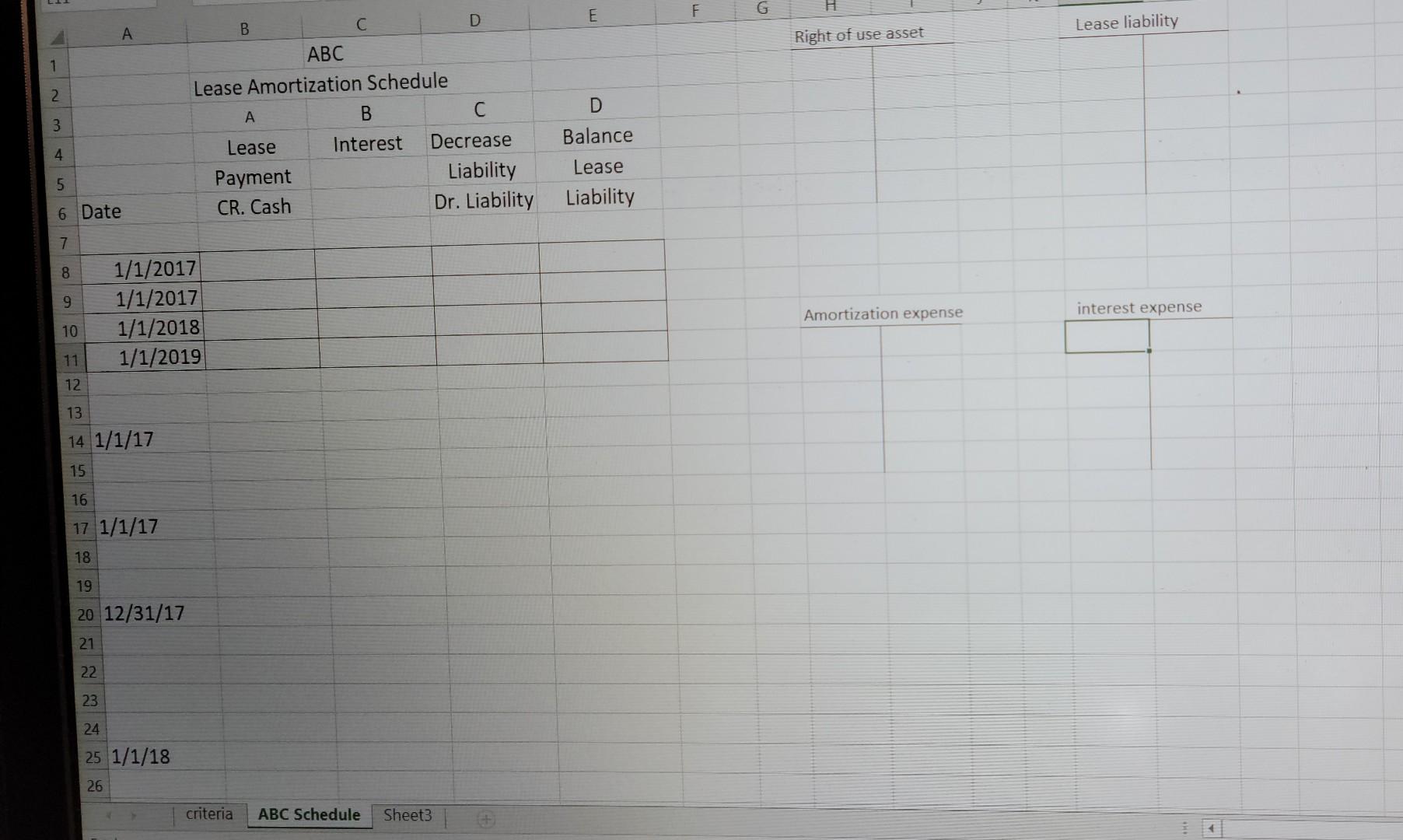to lease equipment. The following data are relevant to the lease agreement.