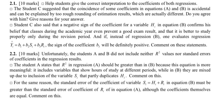  2.1. [10 marks] Help students give the correct interpretation to the
