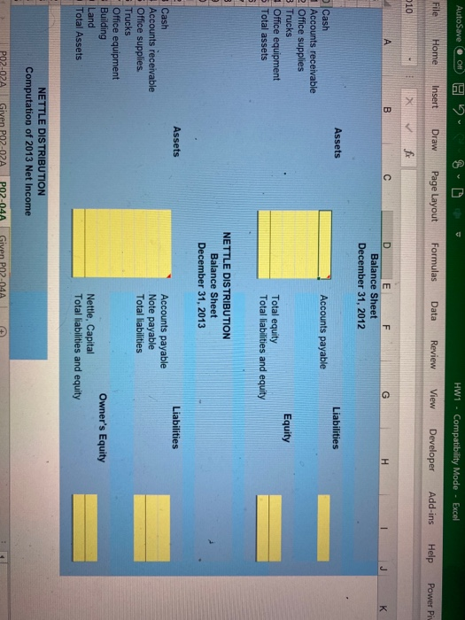 2012 2013 7 8 Cash $ 64,300 $ 15,640 9 Accounts receivable
