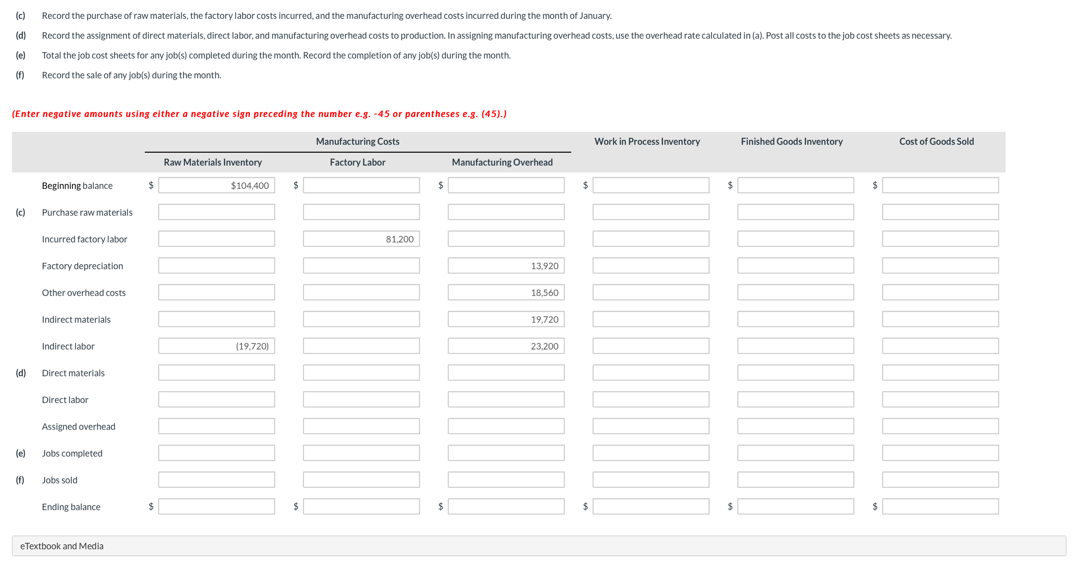 Predetermined overhead rate 120 % eTextbook and Media Open job cost sheets