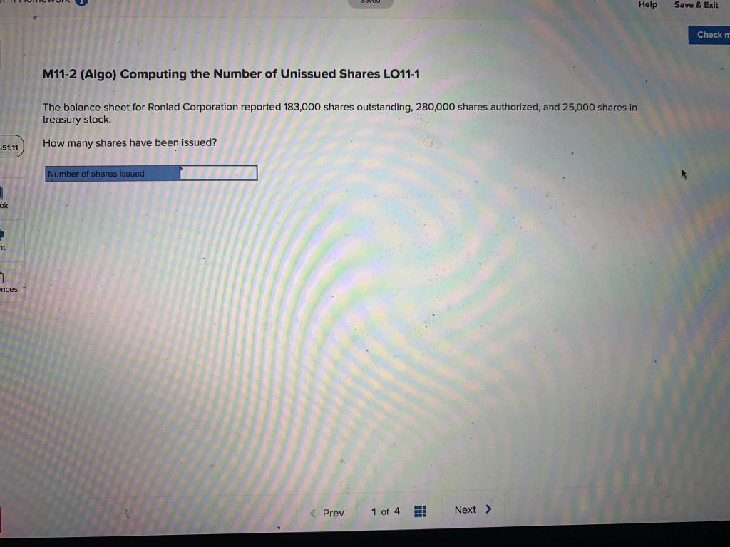 Help Save & Exit Check M11-2 (Algo) Computing the Number of