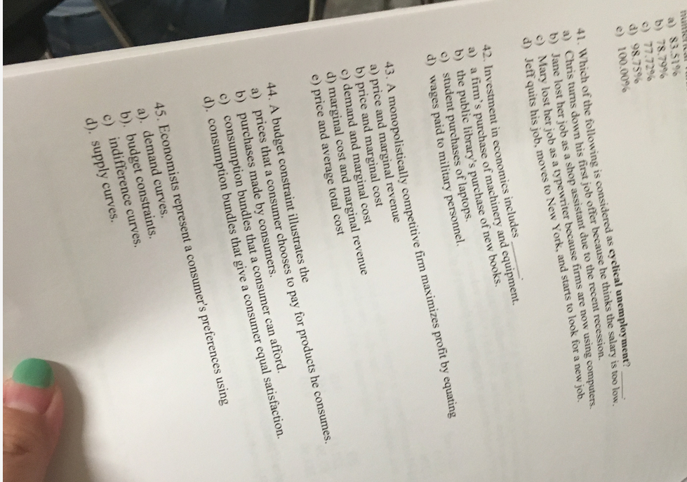  a) 83.51% b) 78.79% c) 77.72% d) 98.75% e) 100.00% 1.