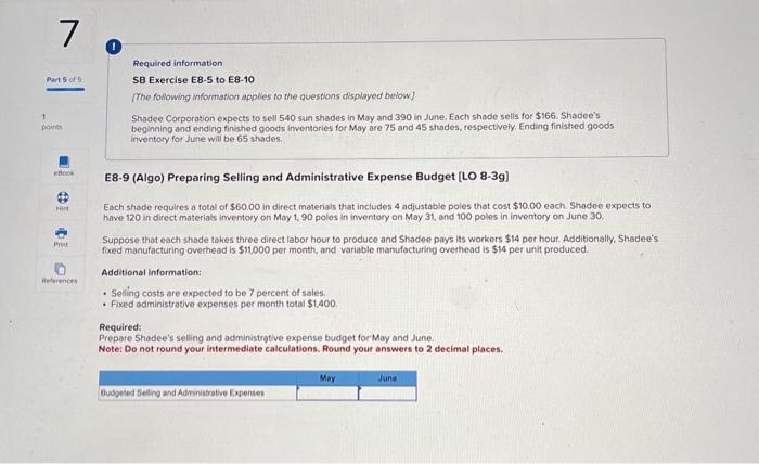  Required information SB Exercise E8-5 to E8-10 The following information applies