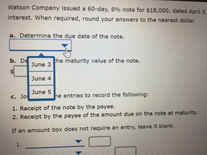5, to Laker Company on account. Assume a 360-day year when calculating