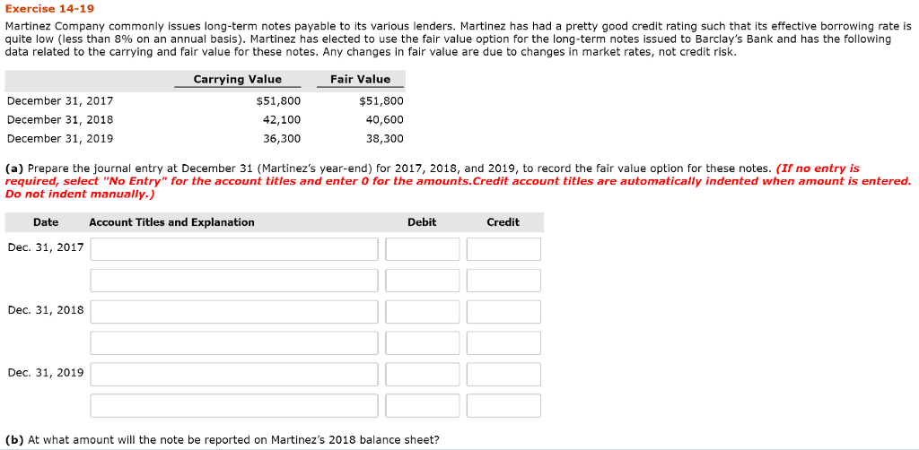 Exercise 14-19 Martinez Company commonly issues long-term notes payable to its