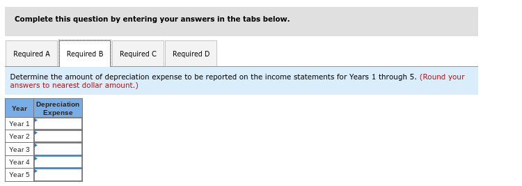 of a piece of equipment purchased in Year 1: Required a. Use