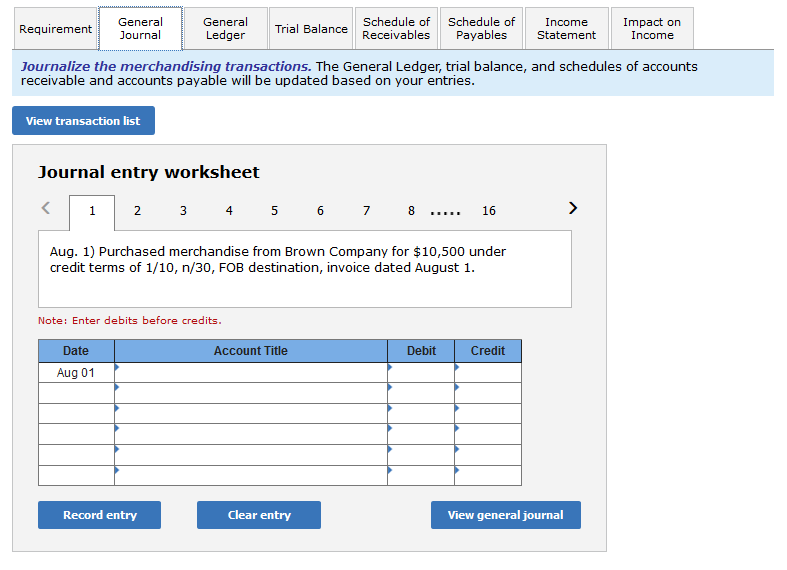 general journal by populating the journal entries (for each of the given