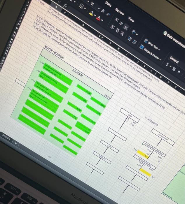 Journalize the 4 transactions below and also usung corresponding T accounts Journalize
