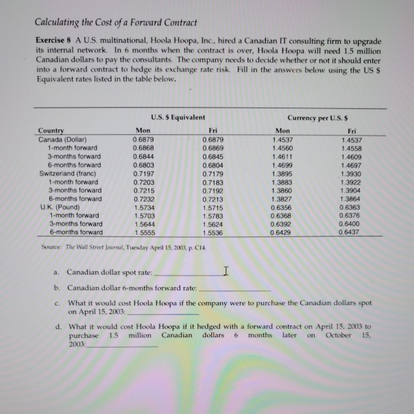 an excerpt from the 2003 Big Mac Index. Using the values given,