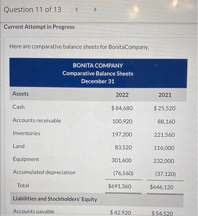  Question 11 of 13 Current Attempt in Progress Here are comparative