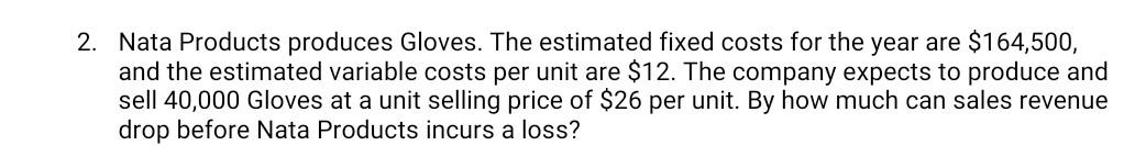 per unit are $45 and total fixed costs are $43,750. Imusa Electronics