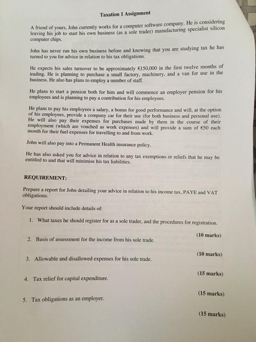 olease this is a tax question not a maths problem Taxation 1