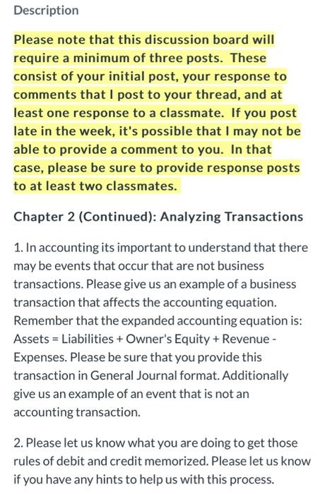  Description Please note that this discussion board will require a minimum