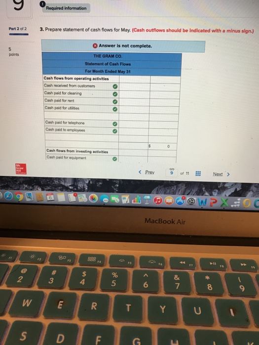  Please help me do the cash flows Required information Part 2