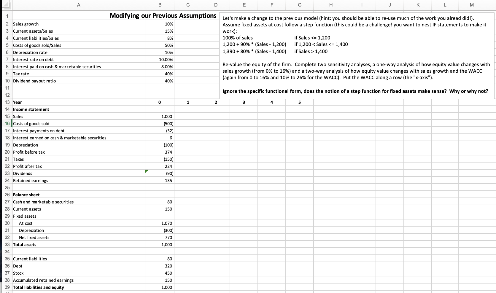 Please solve using excel and show the excel functions used. \begin{tabular}{|l|l} \hline