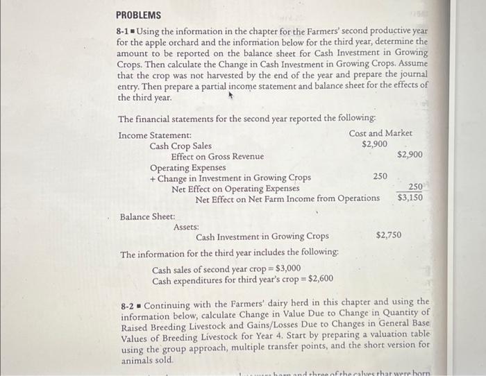  18AT PROBLEMS 8-1 Using the information in the chapter for the