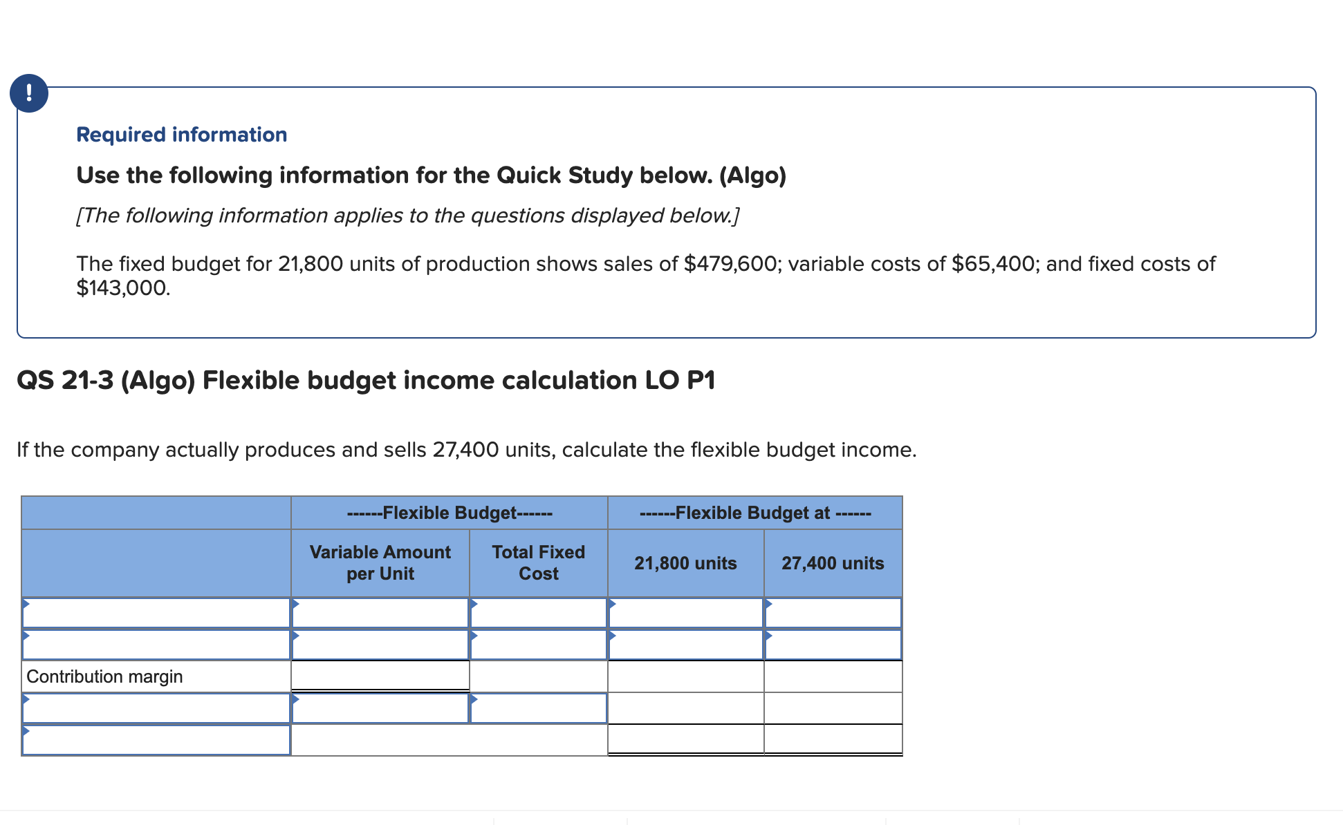  Required information Use the following information for the Quick Study below.