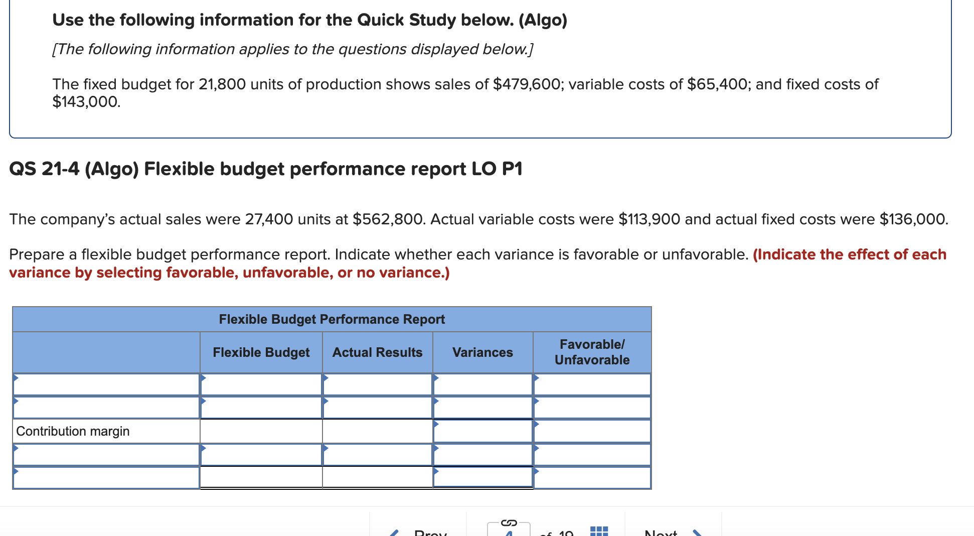 (Algo) [The following information applies to the questions displayed below.] The fixed