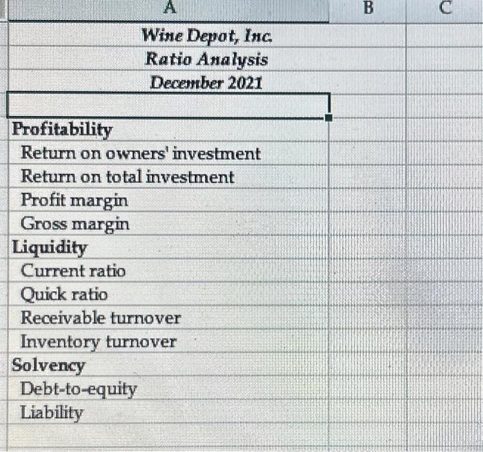 31, 2021. Following the Chapter 3 examples, use the student file ch3-05.xls